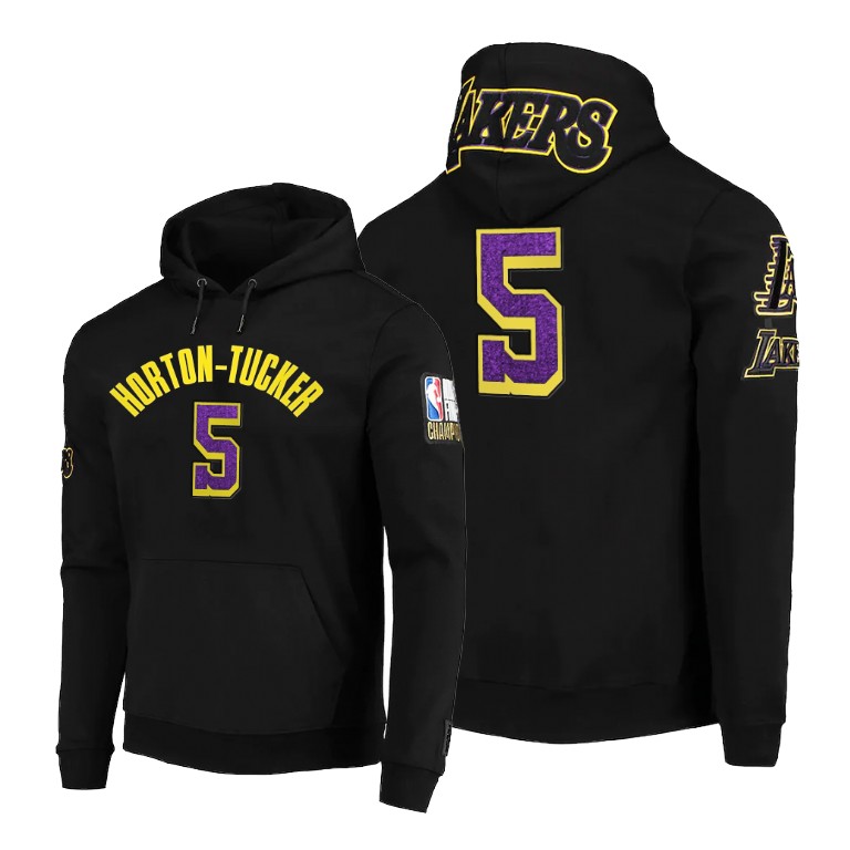 Men's Los Angeles Lakers Talen Horton-Tucker #5 NBA Pro Standard Iconic Player Team Logo Black Basketball Hoodie JBE5783FH